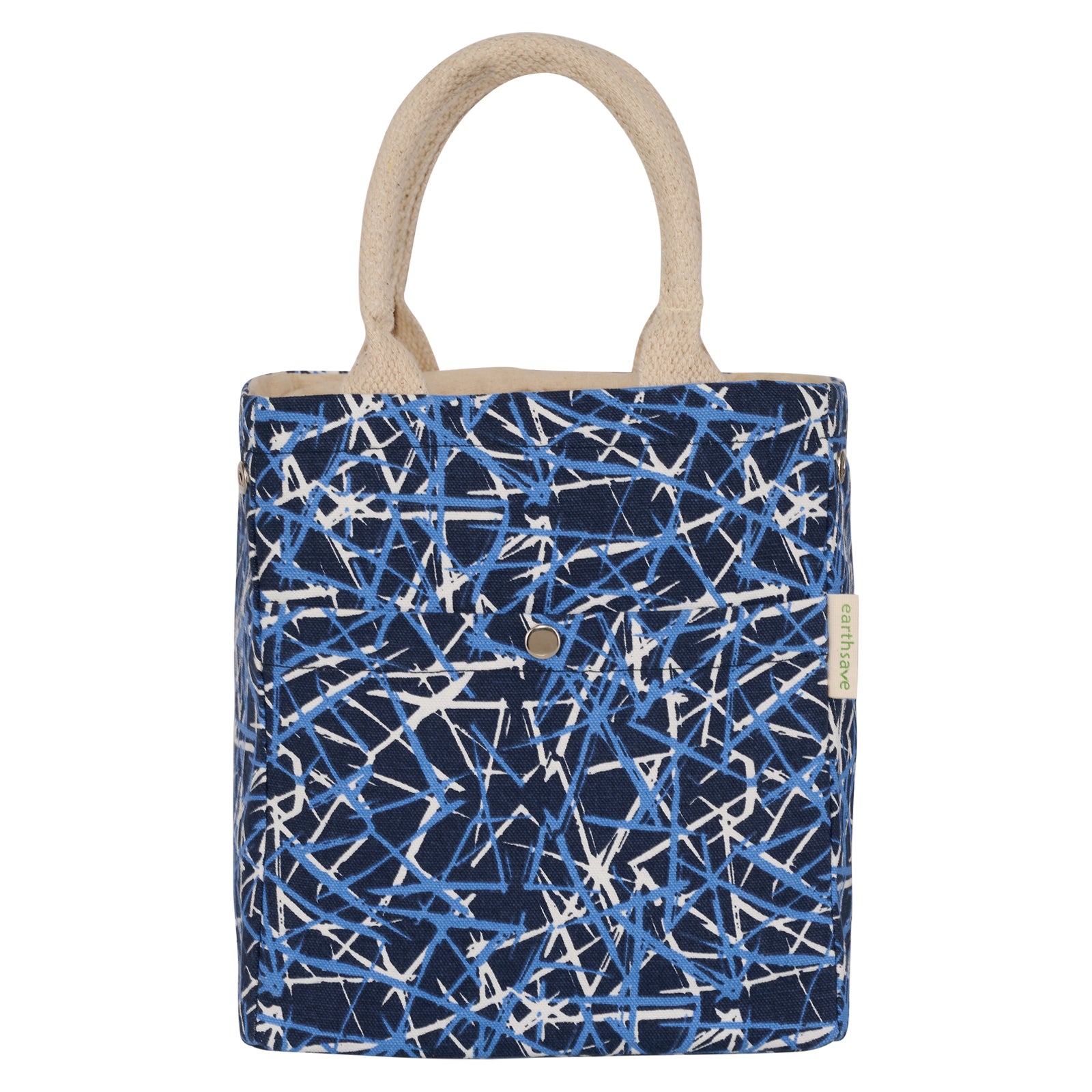 Blue Pattern Leaf Lunch Bag