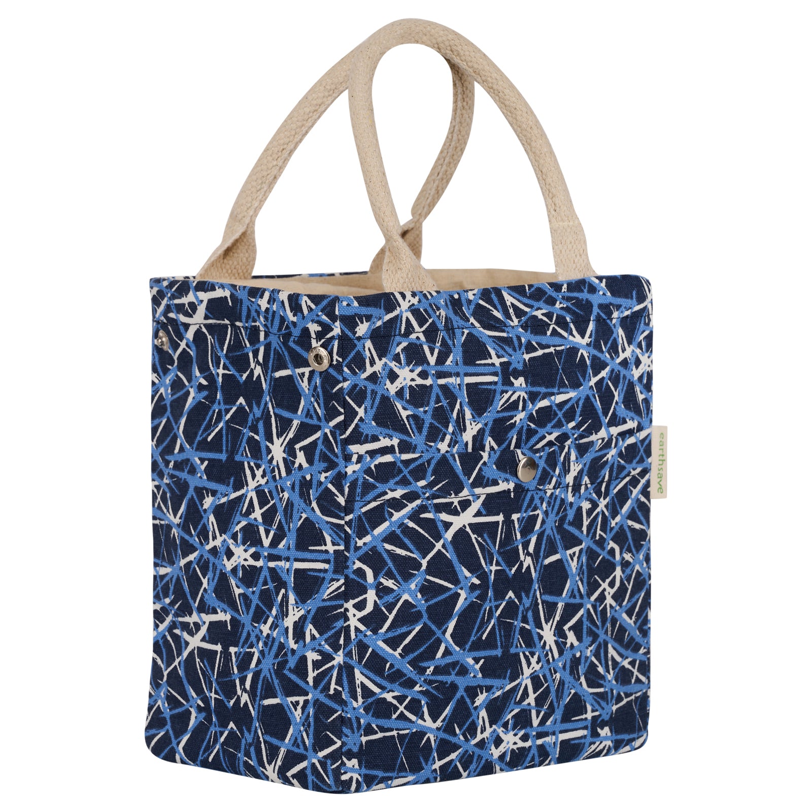 Blue Pattern Leaf Lunch Bag