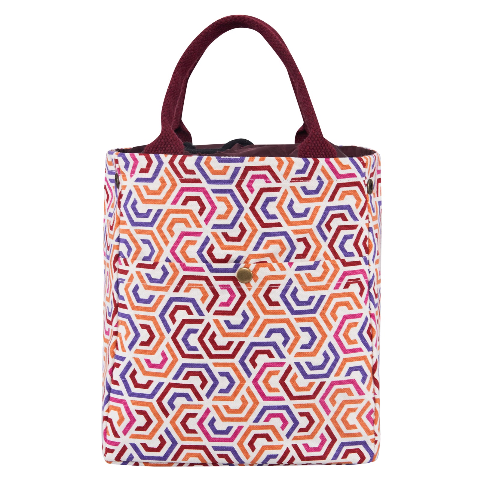 Pink Pattern Leaf Lunch Bag