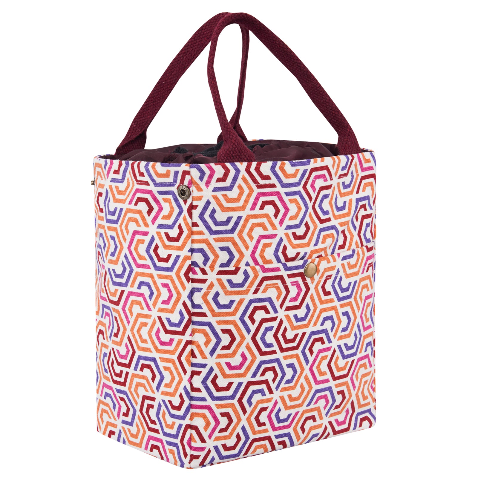 Pink Pattern Leaf Lunch Bag